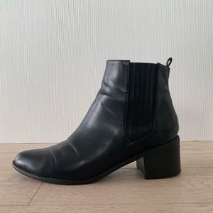 Black Vegan Leather Ankle Boots SZ 40